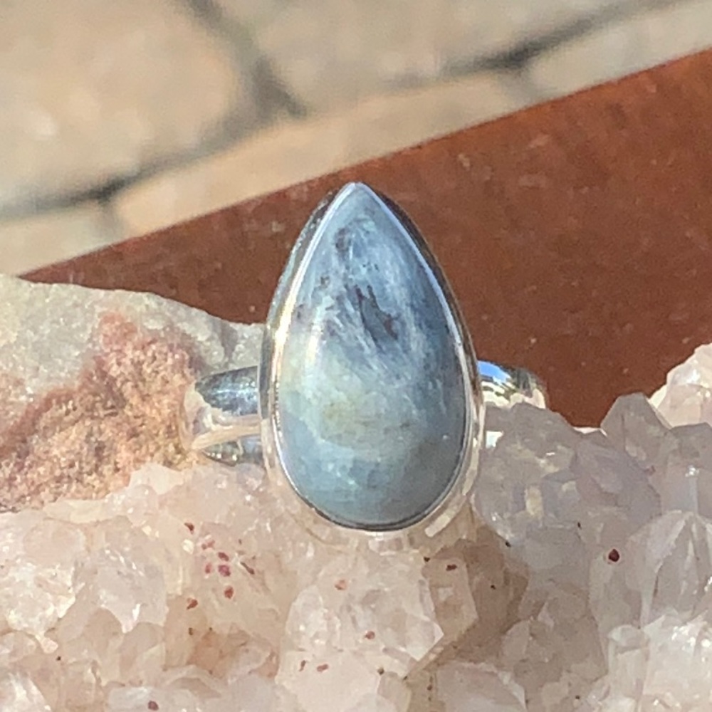NATURAL PARABIBA KYANITE 925 STERLING SILVER RING, SIZE 5.75